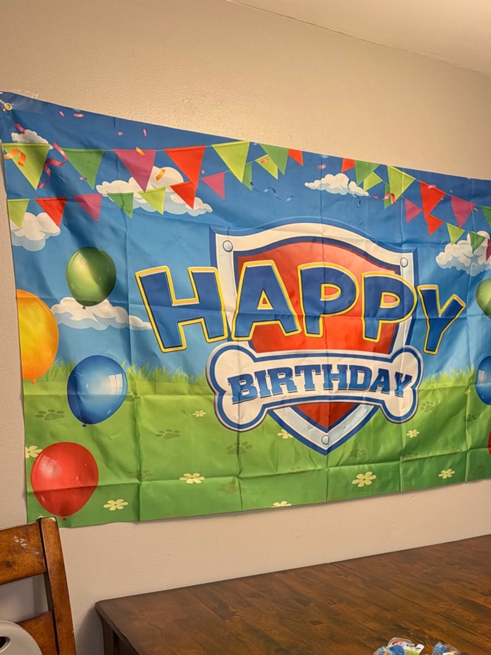Happy Birthday Party Banner Decoration - Colorful Blue & Green